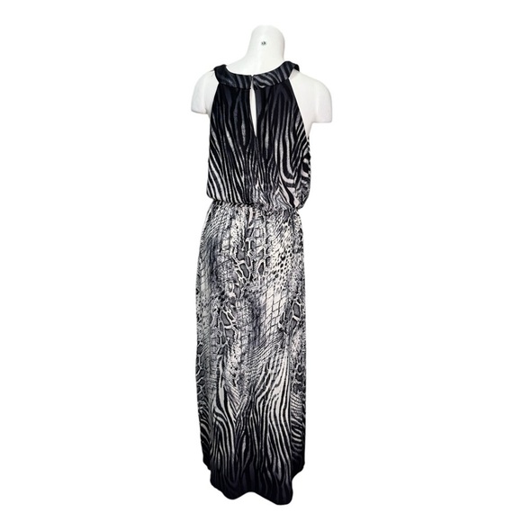 Sandra Darren Black & White Leopard Print Maxi Dress Size 16 - Picture 2 of 8